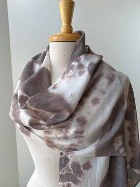 Hand Dyed Pure Silk Artist Made Scarf, Shibori Inspired, One of a Kind